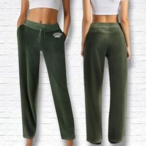 Juicy Couture Vintage Y2K Green Midrise Velour Flare Leg Sweatpants Size S